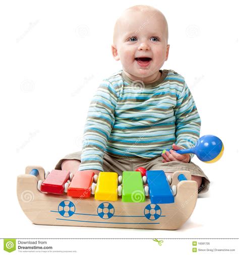 Dribbling Baby Boy Playing With Xylophone Stock Image Image Of Facing