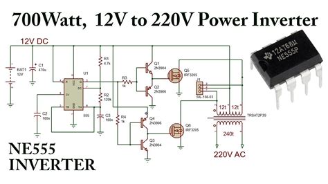 Simple 12v To 220v Inverter Using Ne555 Timer 700watt Youtube