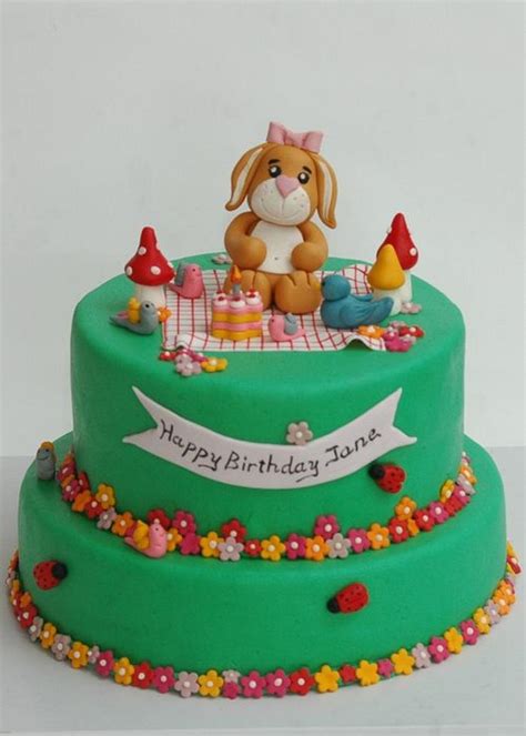 Bunny Picnic Birthday Cake Decorated Cake By Deema Cakesdecor