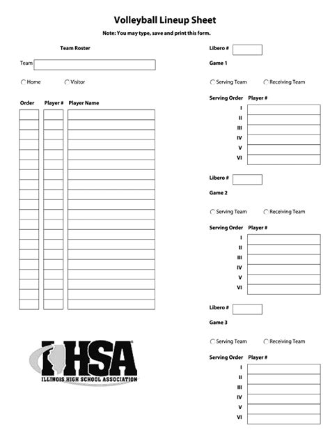 Printable Volleyball Lineup Sheet