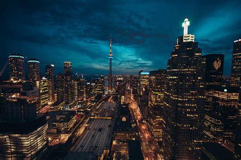 Of Toronto Cityscape At Night Hd Wallpaper Peakpx