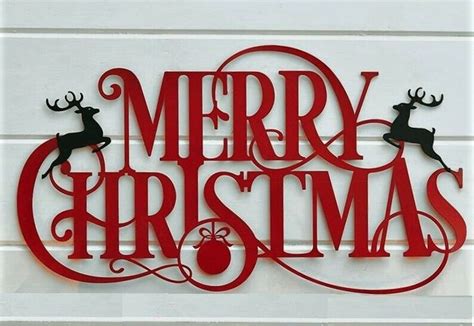 Merry Christmas Holiday Wall Décor Large Hanging Metal Sign 29 W X 15 H