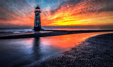 Lighthouse Sunset Sunset Lighthouse Hdr Photography