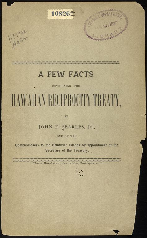 A Few Facts Concerning The Hawaiian Reciprocity Treaty Library Of