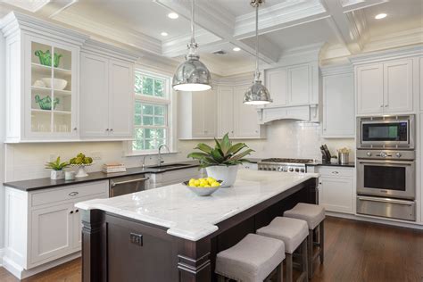 Transitional Kitchen Artisan Luxury Line White Cabinets With Granite White Marble Kitchen