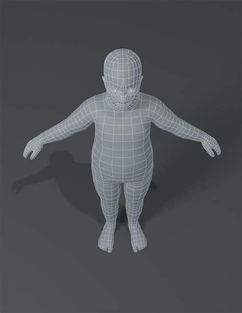Fat Boy Kid Child Body Base Mesh 3d Model Flippednormals