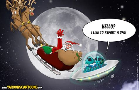 Christmas Cartoon Santa Claus And The Aliens Ufo Send In Your Own