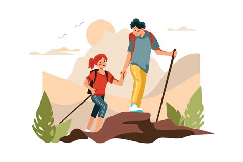 Hiking Illustration Concept 8516867 Vector Art At Vecteezy