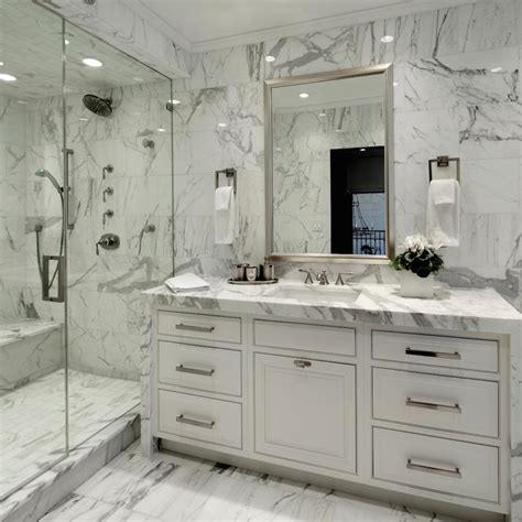 34 Stunning Marble Bathrooms With Silver Fixtures