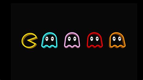 Download A Black Background With The Words Pac Man Wallpaper