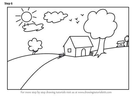 Learn How To Draw A House Scenery For Kids Scenes Step By Step