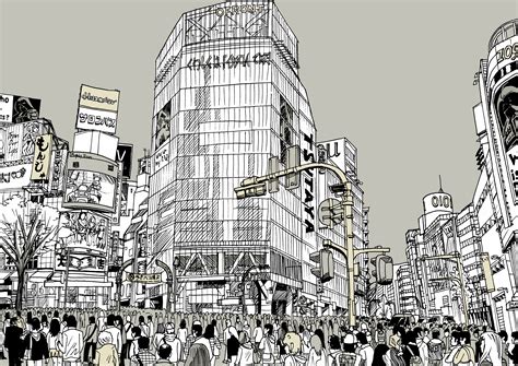 Avviso Di Reindirizzamento Shibuya Crossing Shibuya City Sketch