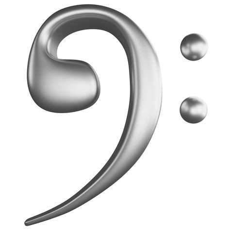 Bass Clef Or F Clef Note Metallic Silver Clipart Flat Design Icon