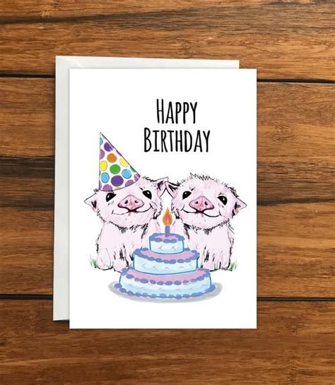 Happy Birthday Pigs Greeting Card A6 Etsy Happy Birthday Pig Pig