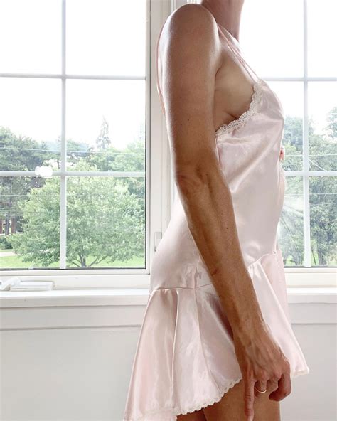 vintage pink satin and ruffle slip dress etsy