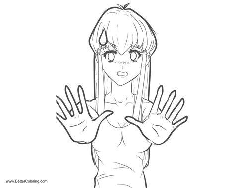 Girly Coloring Pages Shocked Scared Anime Girl By