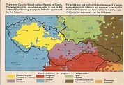 A map showing the ethnic groups of Czechoslovakia in 1920s, depicted on ...