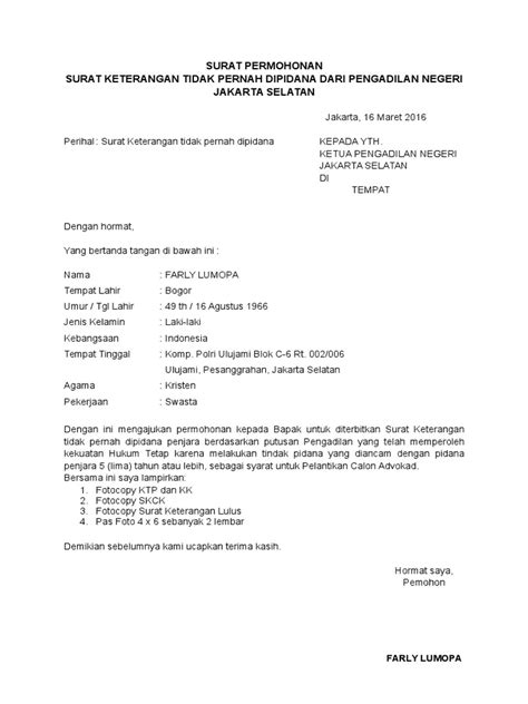 Sebenarnya masih sangat banyak contoh soal tkd cpns 2018 dan kunci jawabannya yang bisa anda gunakan sebagai persiapan menghadapi ujian cpns 2018 nanti. SURAT PERMOHONAN tidak pernah dipidana.docx