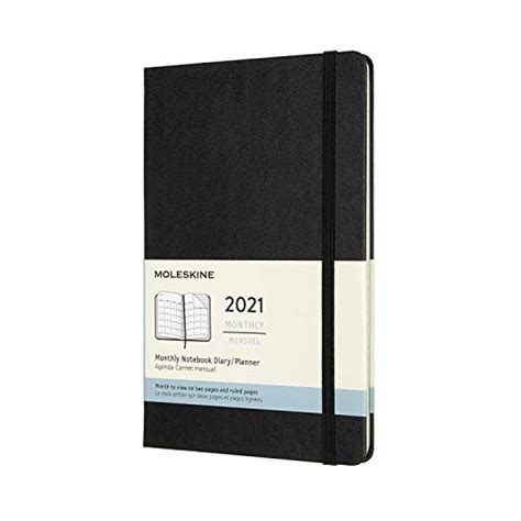 moleskine 12 month 2021 monthly planner hard cover large 5 x 8 25 black tiny journals