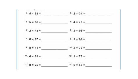 2 Digit Multiplication Worksheets Grade 4