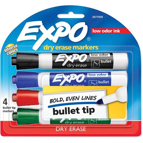 Expo Whiteboard Marker Pens Bullet Tip Assorted Colours Pack