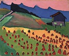Gabriele Münter - Landschaft mit Hütte im Abendrot