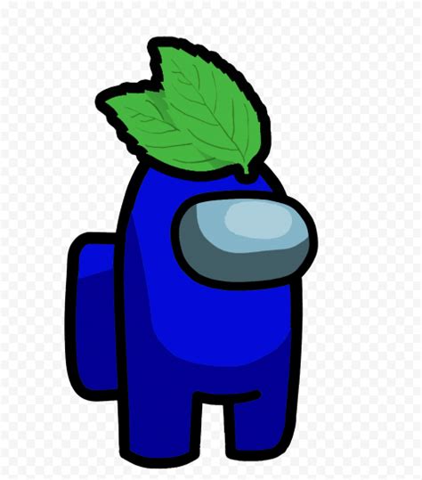 HD Dark Blue Among Us Crewmate Character With Leaf Hat PNG Citypng