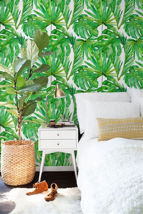 Tropical Wallpaper Removable Wallpaper Bw005 Etsy Tropical