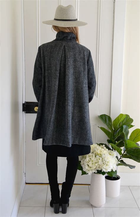 Long Coat Womens Herringbone Superfine Merino Wool Long Winter Coat