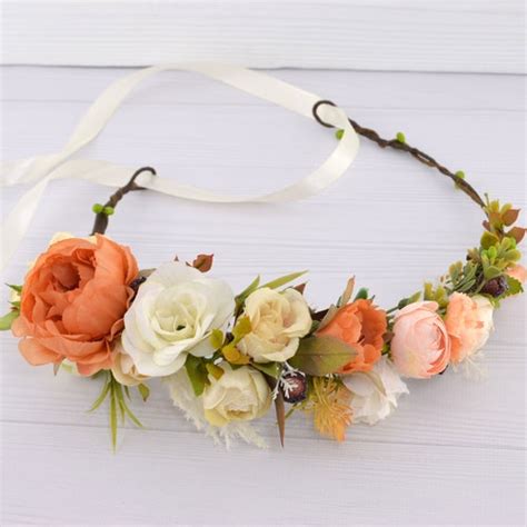 Woodland Flower Crown Fall Wedding Tiara Hair Wreath Whimsical Etsy