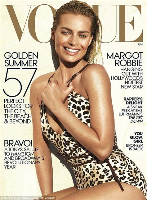 Margot Robbie Sizzles In Leopard Print Swimsuit On Cover Of Us Vogue Margot Robbie Actress