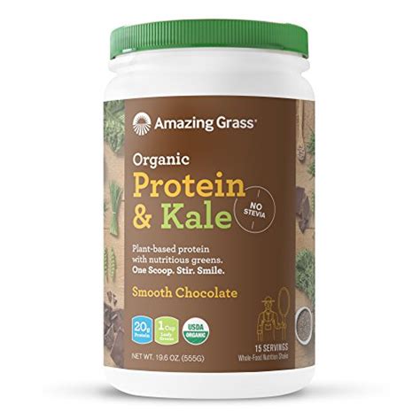 Amazing grass, organic protein & kale powder, plant based, smooth chocolate,555g. Amazing Grass Vegan Protein & Kale Powder: 20g of Organic ...