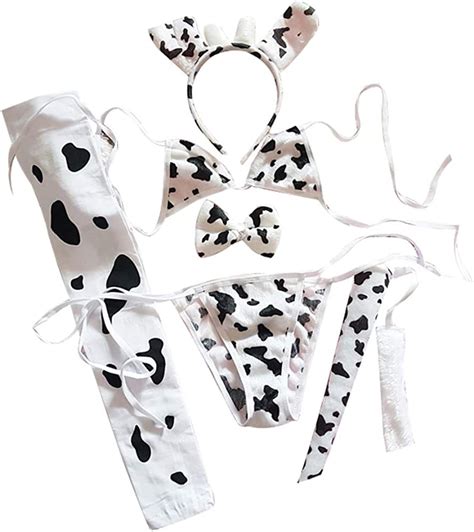 Jasmygirls Women Sexy Cosplay Lingerie Milk Cow Costume Kawaii Anime Micro Bikini Maid Set