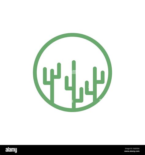 Circle With Shape Green Cactus Logo Design Vector Graphic Symbol Icon