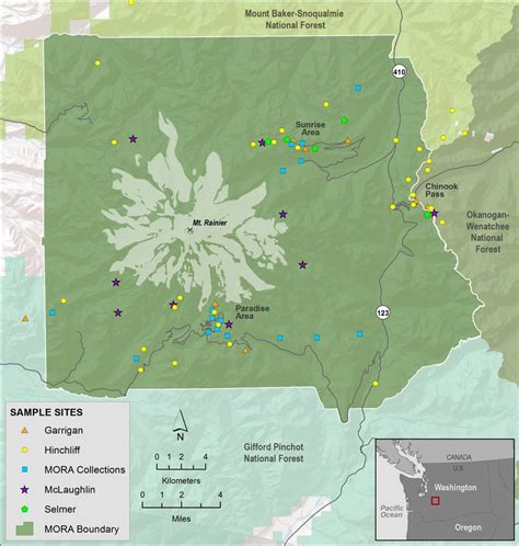 Map Illustrating Locations Of Butterflies Documented In Mount Rainier