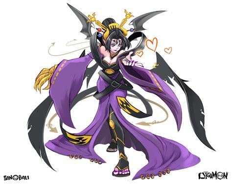 Lilithmon Digimon Highres Belt Black Hair Claw Weapon Demon Demon Girl Horns Makeup