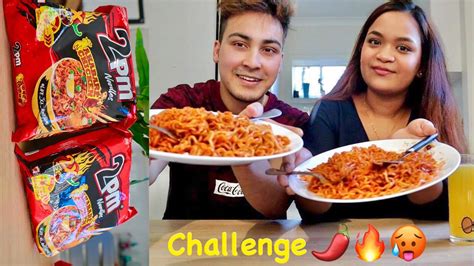 2pm Akabare Noodles Challenge Spicy Noodles Nepali Couple Youtube