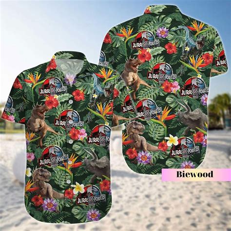 Jurassic Park Hawaiian Shirt Dinosaur Button Shirt Jurassic Park