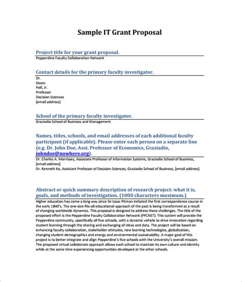 Free 20 Sample Grant Proposal Templates In Pdf Ms Word Pages
