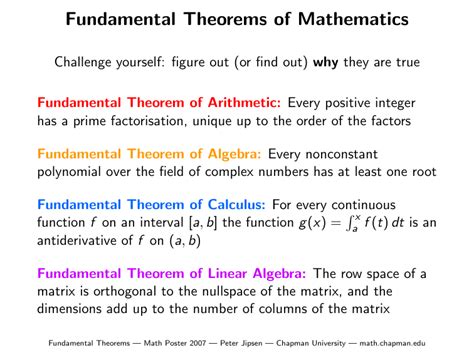 Fundamental Theorems Of Mathematics
