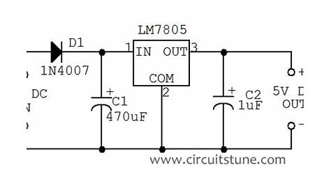 12v to 5v dc-dc converter circuit diagram | CircuitsTune | Electronics