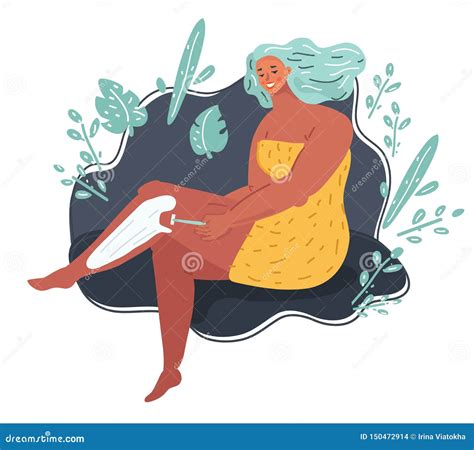 Beautiful Young Woman Shaving Her Legs With Razor Stock Vector