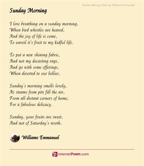 Sunday Morning Poem By Williams Emmanuel