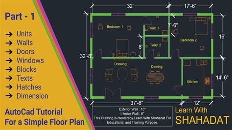 Autocad Tutorial How To Draw A Simple Floor Plan Part 1 Youtube