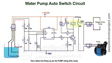 Automatic Water Pump Switch On Off Circuit With 555 Timer