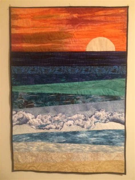 Wall Quilt Beach Sunset By Quiltsbykarenshop On Etsy Etsy