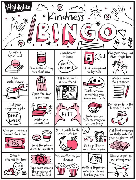 Kindness Bingo Printable Printable World Holiday