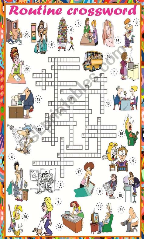 Daily Routine Crossword Esl Worksheet By Mafaldita2009