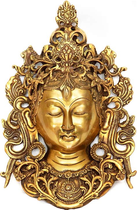 12 Tibetan Buddhist Deity Goddess Tara Wall Hanging Mask In Brass