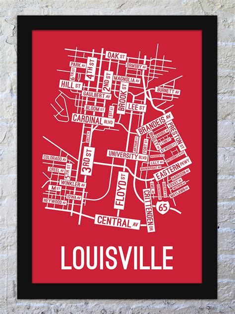 Louisville Kentucky Street Map Poster School Street Posters